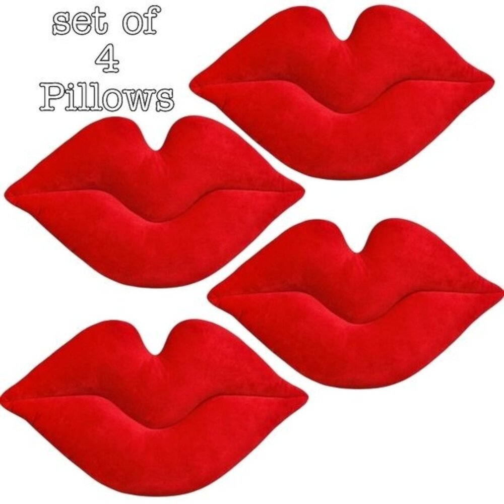 Set of 4 Room essentials lip pillow. red valentines day kiss love throw pillow
